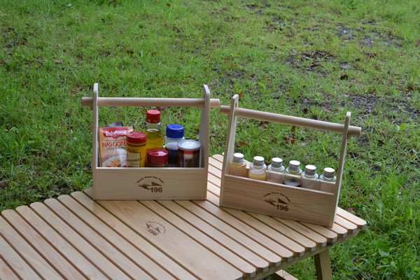 キャンプ　調味料　木製　おかもち　キッチンペーパーホルダー